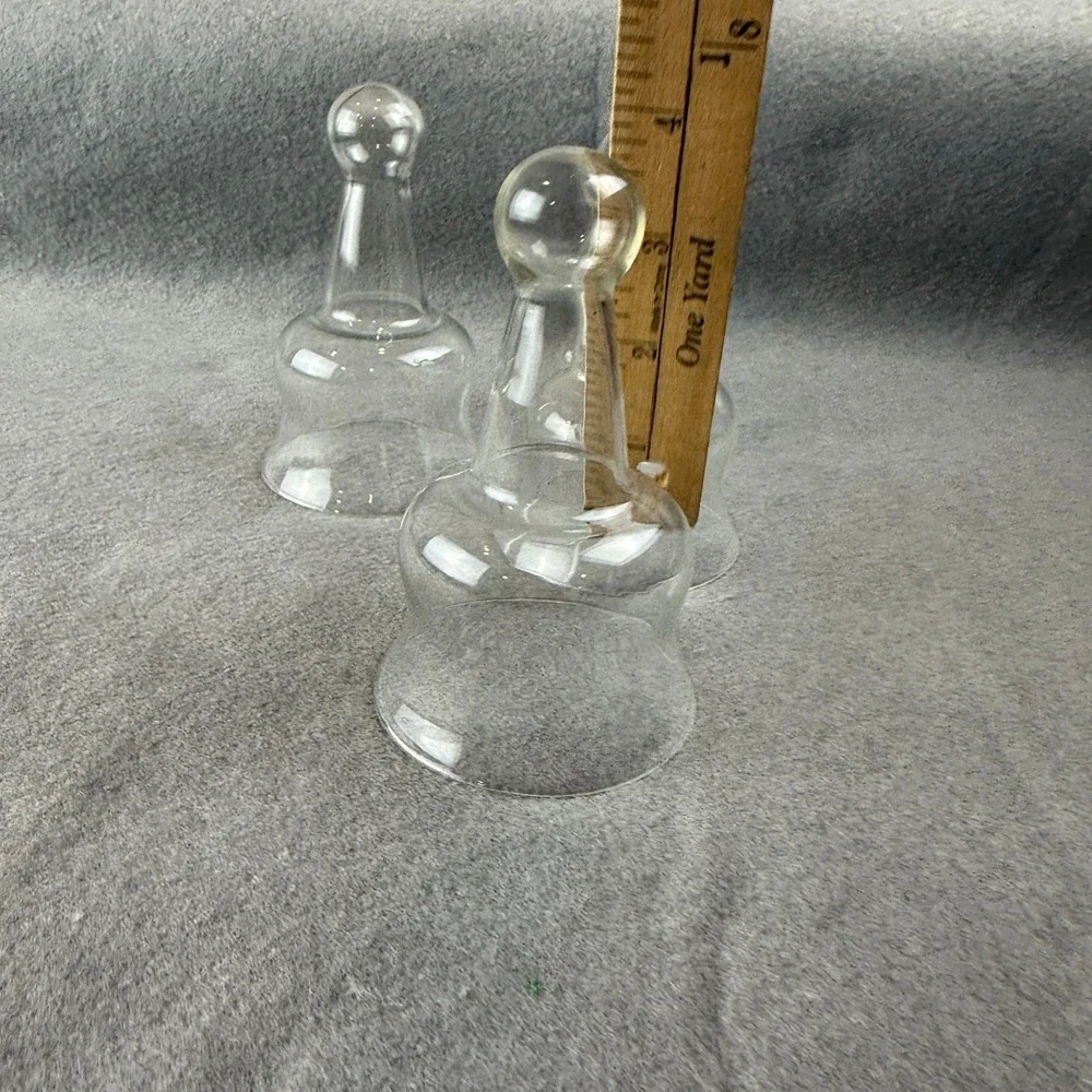 Vintage Set of 4 Clear Glass Smoke Bell Cloches 4.5